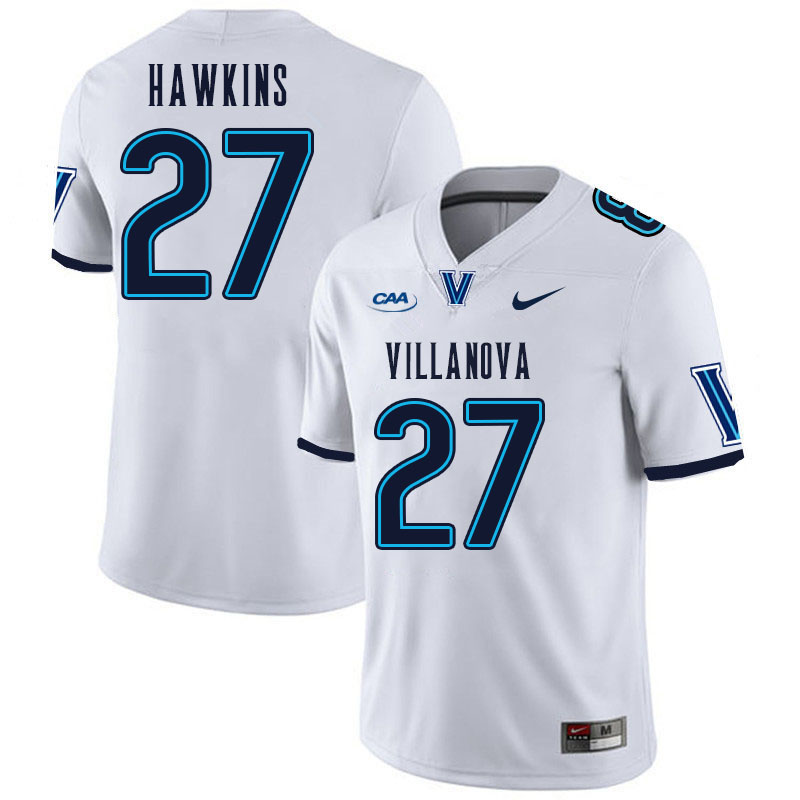 Men #27 Anthony Hawkins Villanova Wildcats College Football Jerseys Stitched Sale-White